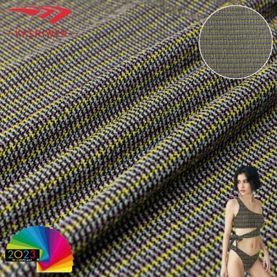 China Multicolor cheap line of cotton seersucker fabric polyester Spandex jacquard fabric nylon stretch swimwear bikini line for sale