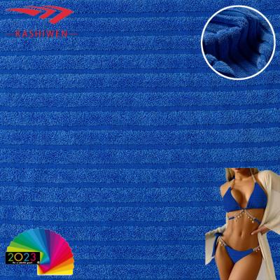 China New Color DIMENSIONAL Custom Made Terry Striped Jacquard Fabric Polyester Spandex Knitted Jacquard Fabric Swimwear Comfy Bikini for sale