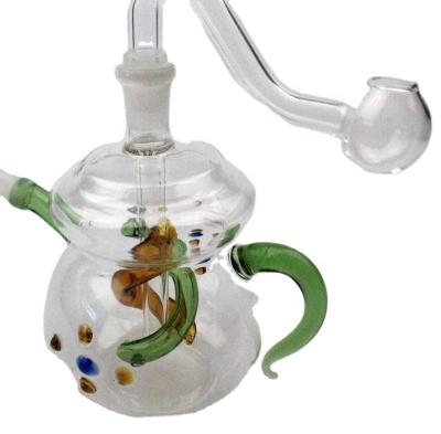 China Handmade Mini Glass Hookah Teapot With 10mm Oil Burner Smoking Pipe Hand Joint Glass Craft Art Shisha for sale