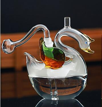 China Handmade Swan Mini Glass Hookah With 10mm Oil Burner Smoking Pipe Joint Glass Art Shisha Hand Craft for sale