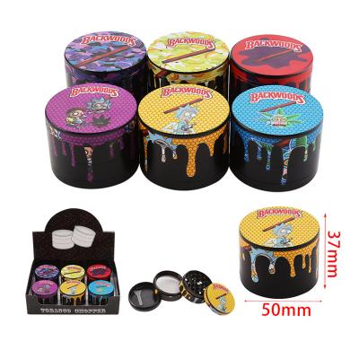 China Zinc Alloy Smoking Herb Grinder 50MM Four Layers Look Color Printing Tobacco Chopper Mill for sale