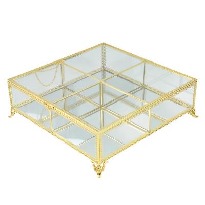 China Gift Packing Glass Storage Ring Earring Necklace Jewelry Box Custom Metal Box Retro Display Storage Box for sale