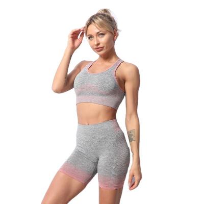 China 3 PCs Women Sportswear Fitness Sports Workout Suit Gym Wear Clothing Short Sleeve Active Crop Top Seamless Yoga Set for sale