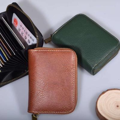 China Genuine Leather Rfid Credit Card Holder Zipper Wallet Genuine Leather for sale