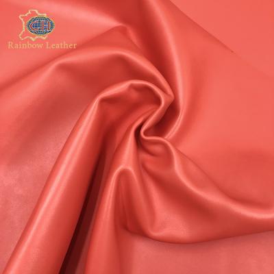 China Viable Medium Red Full Grain Semi-Aniline Goat Leather Full Grain Nappa Sheep Leather Light Pigmented Skin for sale