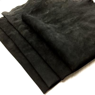 China Sustainable Eco - Friendly Black Brooch Finished Polished Sheepskin Suede Leather For Fashion Shoes for sale