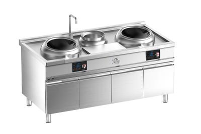 China Floor Western Induction  Double-wok  Cooker and Bain Marie with  Cabinet for sale