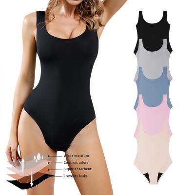 China Black Recycled Seamless One Piece High Quality Antibacterial 4 Layer Period Swimwear Period Swimwear Leakproof Panties for sale