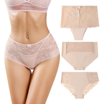 China Beautiful Antibacterial Sexy Organic Women's Lingerie Lace Lace OEM Panties Cotton Panties Set For Women for sale