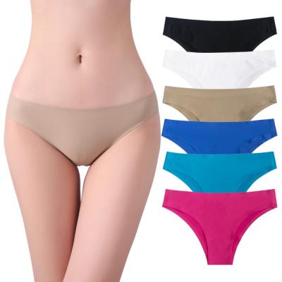 China Amazon foreign trade aliexpress antibacterial one piece of triangle silk traceless women's crotch cotton ice underwear panties for sale