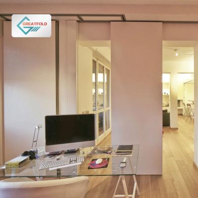 China Modern Manual Upper Space Living Room Functional Track Wall Sliding Interior Walls Dividers Home Office Movable Partition for sale