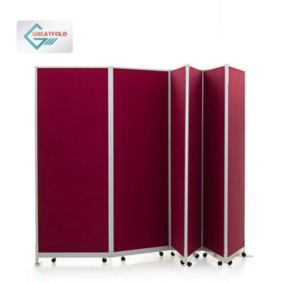 China New Classic/Postmodern Portable Designer Office Partition Room Divider Folding Decorative Screen With Wheels for sale