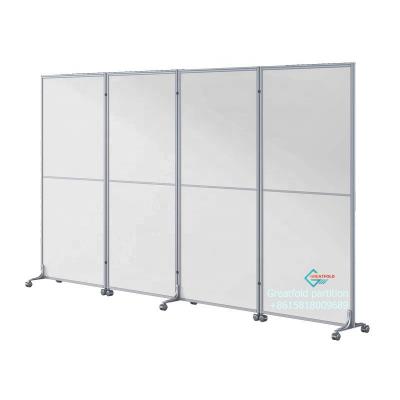 China Modern Portable Movable Folding Room Divider Office Privacy Screen Partition Whiteboard Screen Partition With Wheels for sale