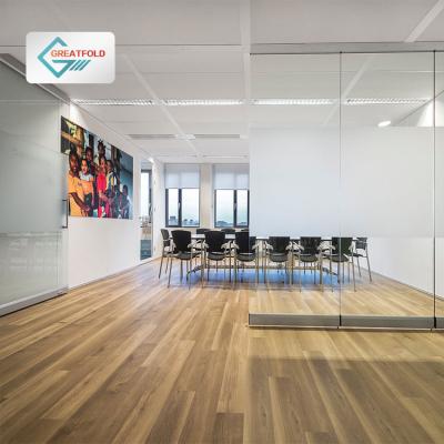 China Contemporary Meeting Room Office Wall Utilize Sliding Glass Partition Glass Wall Functional Frameless Glass Wall for sale