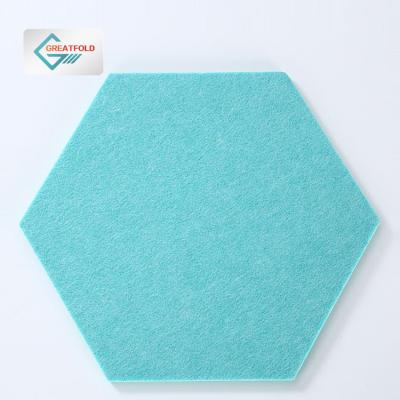 China Modern Gyms Sound Absorption Sound Absorption Wall Panels Hexagon Shaped 100% Polyester PET Acoustic Panels for sale