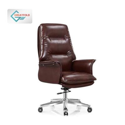 China Modern Ergonomic Leather Manager Office Executive Chair Wheel Office Chair Brown (Size) Adjustable Luxury Boss for sale