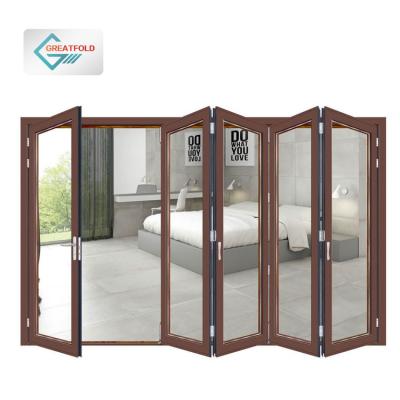 China Heat insulation/exterior bifold aluminum bifold door soundproof aluminum waterproof/soundproof glass bifold door for sale