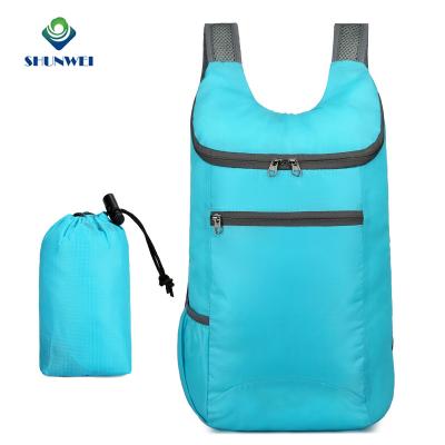 China Waterproof Ready To Ship Custom Logo Outdoor Light Weight Promotional Foldable Backpack Travel Bag for sale