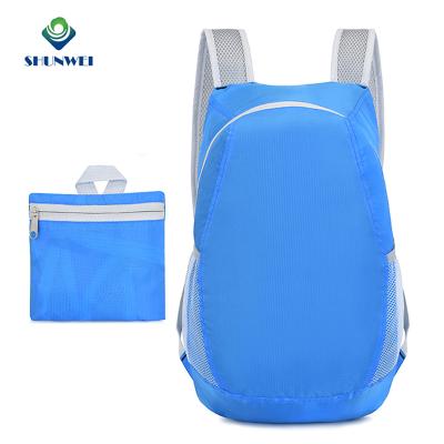 China Waterproof Ready To Ship Custom Logo Outdoor Light Weight Promotional Waterproof Foldable Backpack Travel Bag for sale