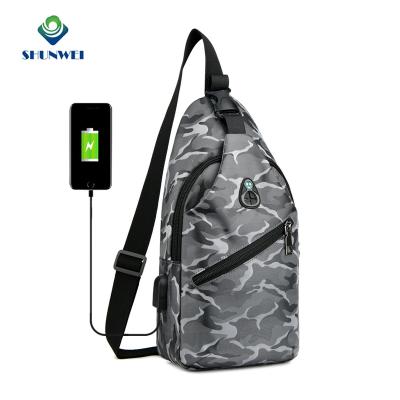 China Waterproof Ready To Board Waterproof Chest Bag With USB Left Military Camouflage Trunk Filler Tactical Bag For Men for sale