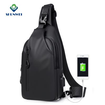 China Waterproof Ready To Ship Oxford Boys Sling Bag Body Cross Fabric One Strap Waterproof Men With USB Trunk Filler Pack for sale