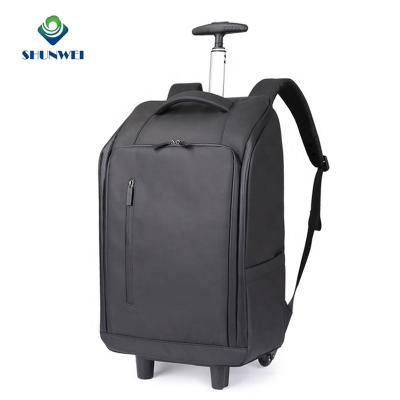 China Fashion Waterproof Air Cushion Zipper Backpack With Wheels Business Rolling Travel Laptop Bag With Trolley Wheeled Backpack for sale