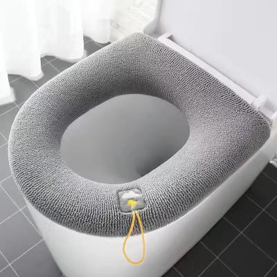 China Hot Selling Viable Closestool Mat Pad Cushion Custom Made Amazon Washable Colored Soft Cloth Bathroom Toilet Seat Warmer Covers for sale