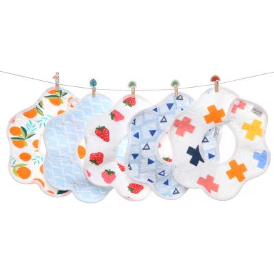 China Factory Sale BPA Cotton Baby Bib 1-3 Weeks Baby Petal Free Custom Logo Bib Waterproof 100% Durable for sale