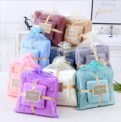 China Cost-Effective Hot-Wholesale Viable Coral Microfiber 70*140cm+34*74cm Amazon Fleece Mother and Child Towel Set for sale