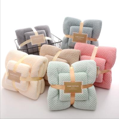 China Cost Effective Hot-selling Coral Microfiber Sustainable 70*140cm+34*74cm Amazon Fleece Mother And Child Merbau Towel Set for sale