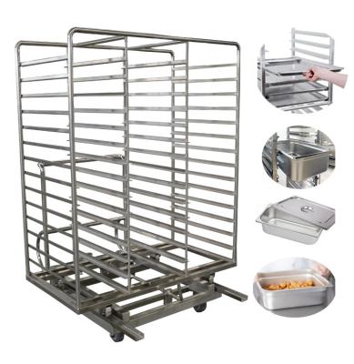 China Custom Size Food Grade Stainless Steel Mobile Bakery Food Stand Cooling Cart with 16 Tray Layers for sale