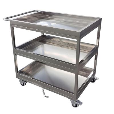 China Wholesale Food Grade Hotel Restaurant Equipment Supplies Service Cart Stainless Steel 3 Layers Kitchen Cart for sale