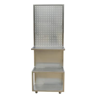 China Wholesale Custom Stainless Steel Metal Pegboard Shelving Merchandise Display Rack Rack Hole Plate Tool Easy Folding Car for sale