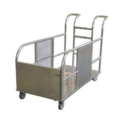 China Factory Direct Sales Easy Folding Pull Cargo Cart Apartment Car Handling Car Workshop Turnover Stainless Steel Trolley Material Barrier Cart for sale