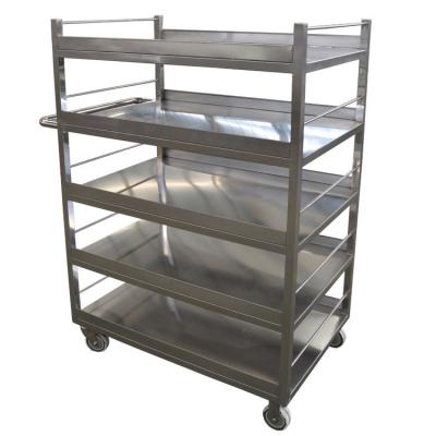 China Wholesale Food Grade Hotel Kitchen Equipment Stainless Steel Catering Service Cart Restaurant 5 Layers Hand Trolley for sale