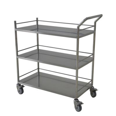 China Easy Folding Metal Handcart Stainless Steel Medical Hospital Food Serving Cart for sale