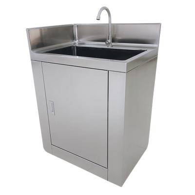 China Food Grade Free Standing Kitchen Sink Work Bench 304stainless Steel Single Sink Cabinet for sale