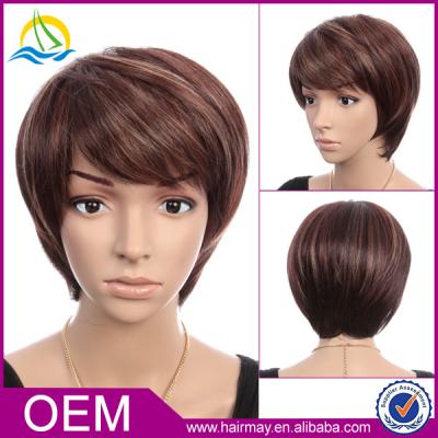 China China Wig Factory Wholesale Curly Drawn Dark Brown Mixed Color Wig Straight Wave Lead Hair Wigs For Women for sale