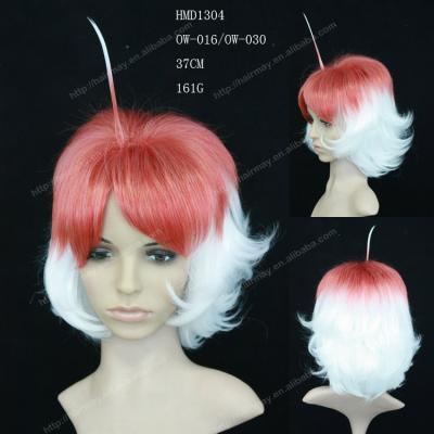 China Other Two Color Hairstyle Cosplay Red White Red Short Wigs for sale