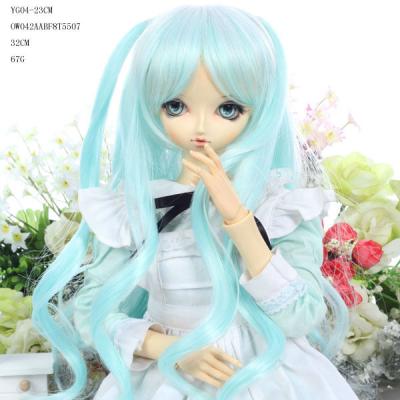 China Long Blue Heat Resistant Fiber Doll Wig for sale