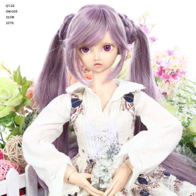 China Long Curly Purple Ponytails 1/3 Inch Doll Wigs for sale