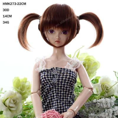 China High Temperature Fiber Garbage Dirls Doll Wigs With 2 Braids Hair 22CM for sale