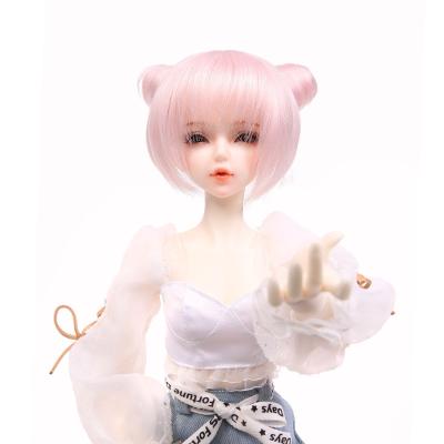 China Cartoon toy whosale price double ponytail pink doll wig 22cm bjd wig for sale