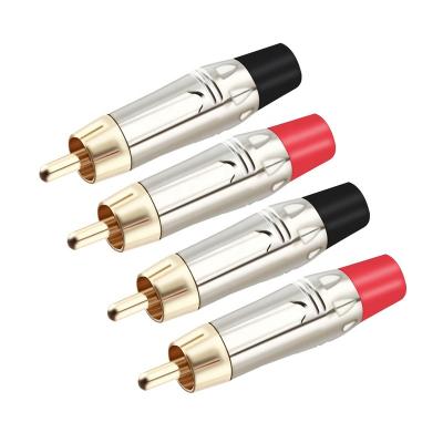 China audio & RCA Connector RCA Plug Lotus Head Visual Male RCA Jack With Tube Nickel Plated Black Red Tails Available for sale