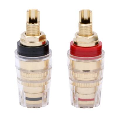 China audio & Visual Brass Gold Plated Binding Hi-Fi Banana Plug Post Terminals Connector For Speaker Amplifier Red And Black for sale