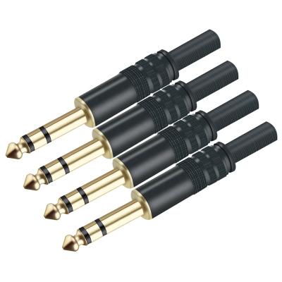 China 6.35mm Wire Solder Connector HI-FI 3 Pole 6.35 Male Stereo Plug Male Microphone Plug Smoothly Plating Jack With Spring for sale