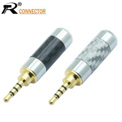 China 3.5MM Stereo Mono Jack Plug 2.5mm 4 Pole Male Plug Carbon Fiber 4 Terminal 2.5mm Stereo Jack Earphone Wire Solder Connector For 6MM Cable for sale