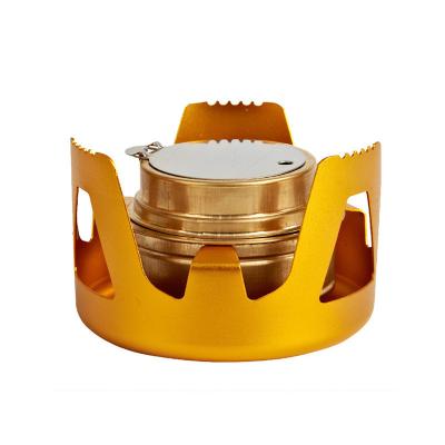 China Portable Colorful Yellow Brass Portable Outdoor Camping Windproof Cooking Stove for sale