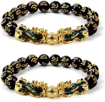 China Couples style ethnic obsidian hot-selling gold plated brave bracelet for sale