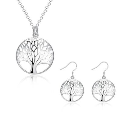 China European women and American fashion around the tree relief hollow tree pendant life necklace earrings set wholesale for sale